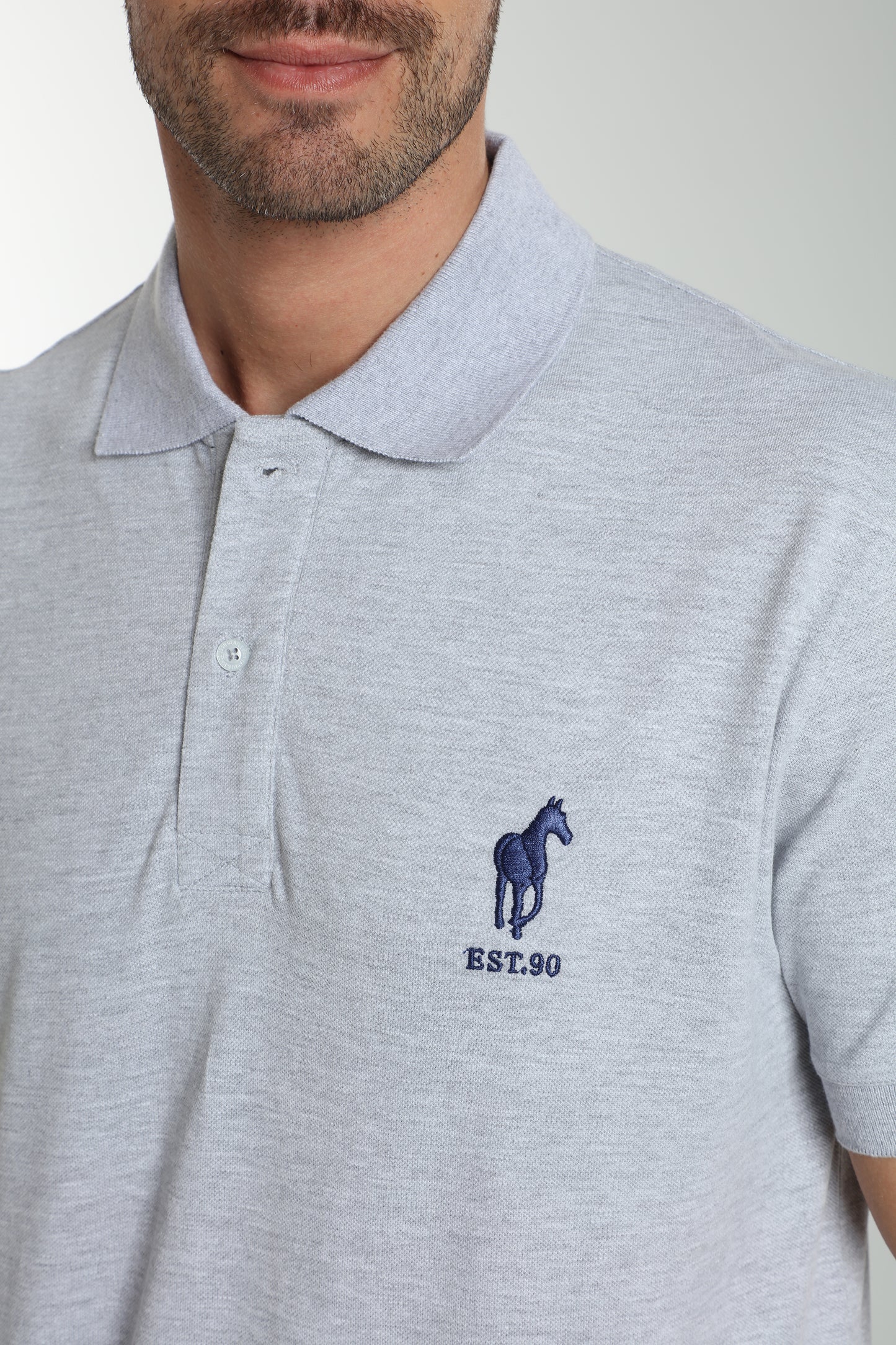 Polo manches courtes PING gris chiné
