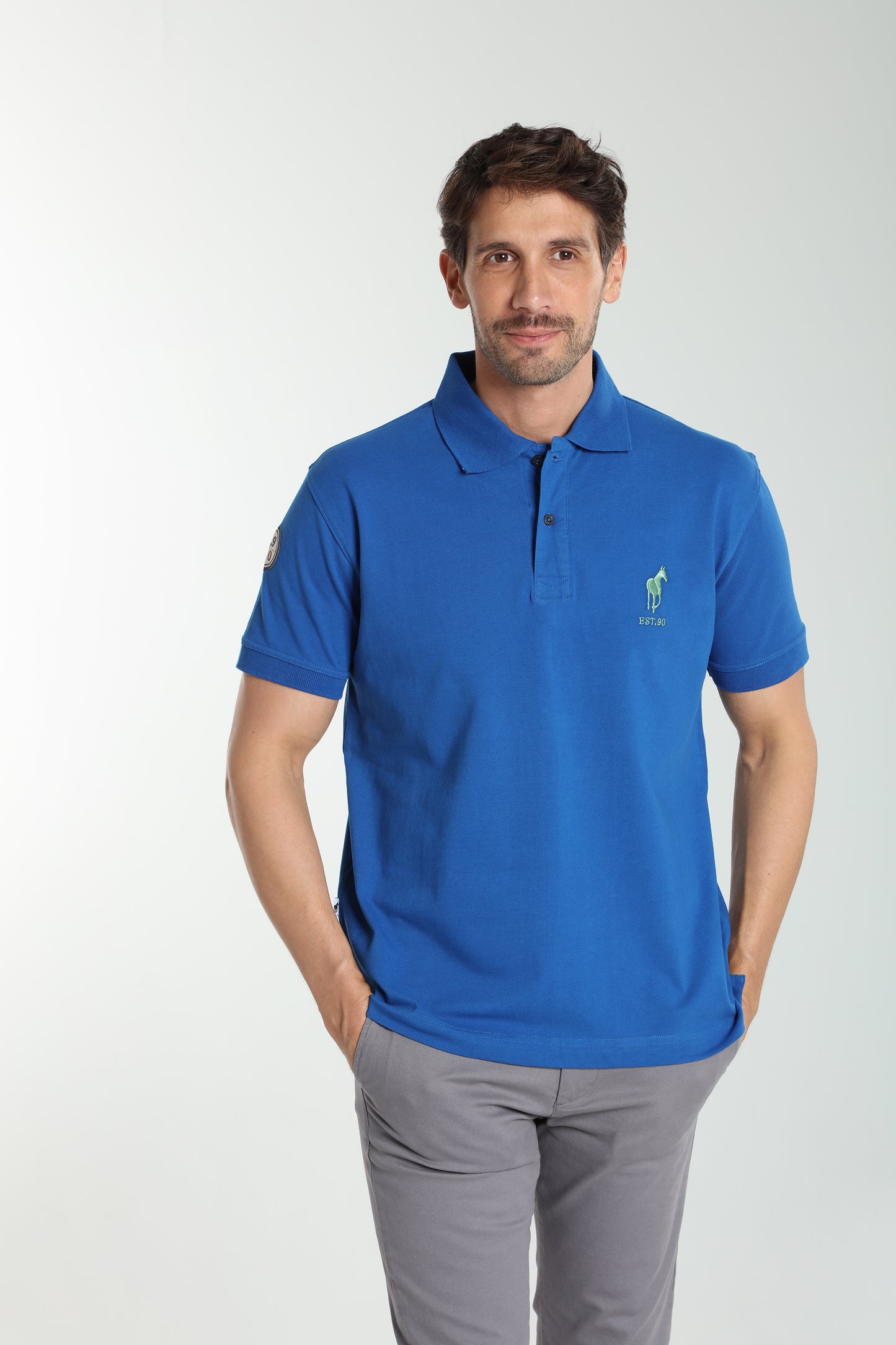 Polo manches courtes PING bleu
