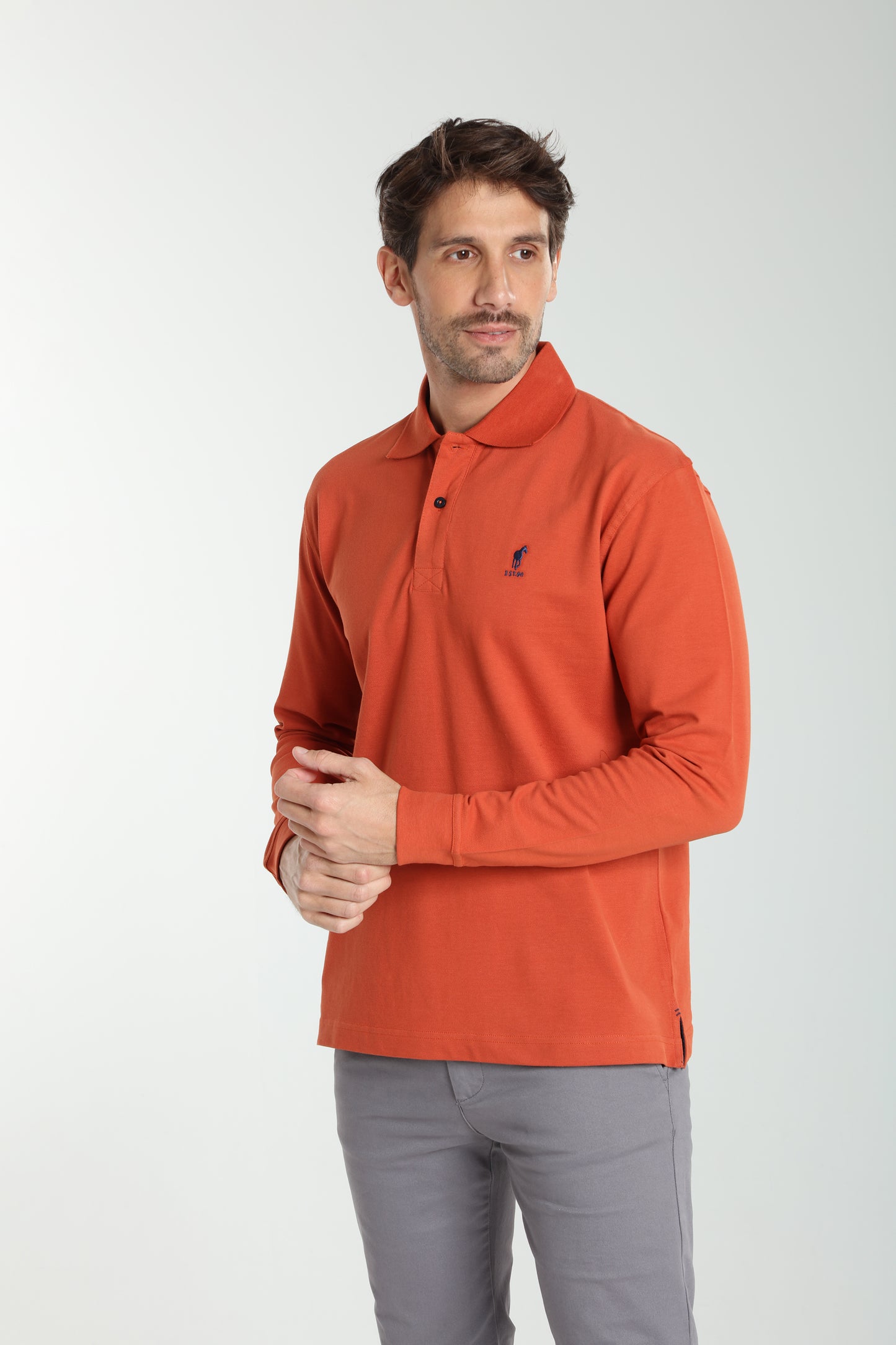 Polo manches longues PERY brique