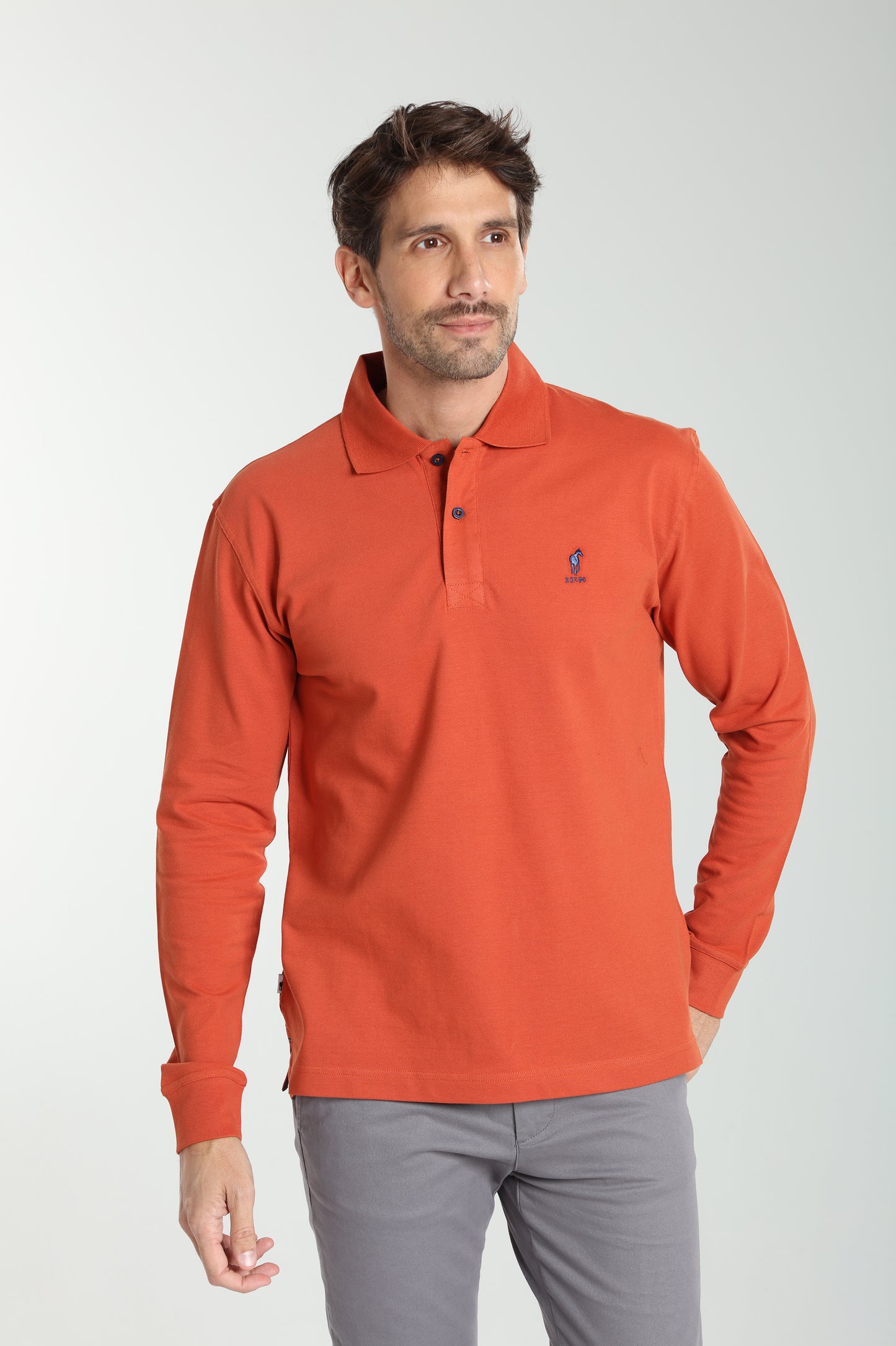 Polo manches longues PERY brique