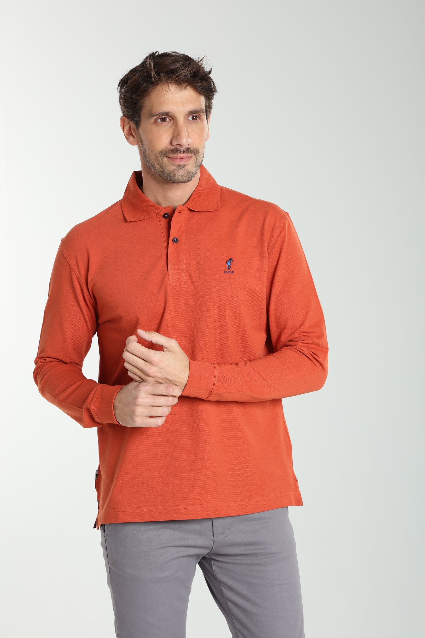 Polo manches longues PERY brique