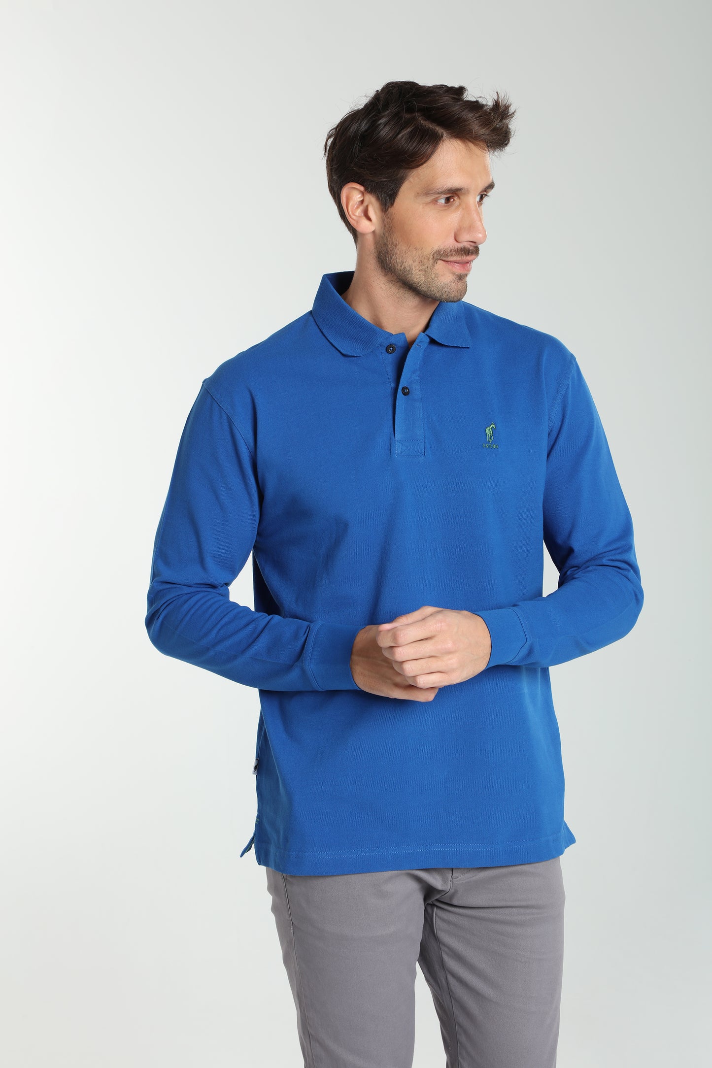 Polo manches longues PERY bleu