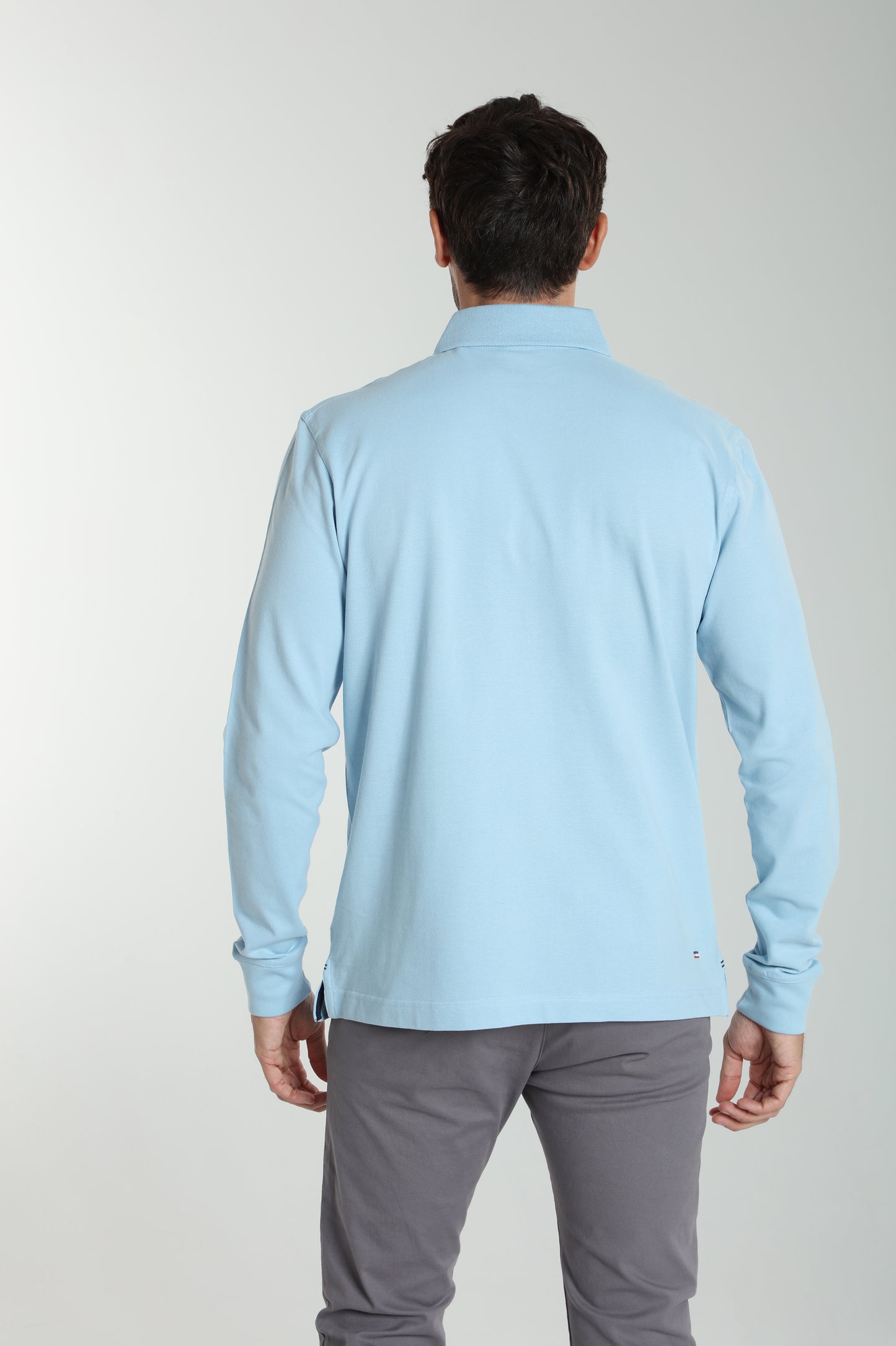 Polo manches longues PERY bleu ciel