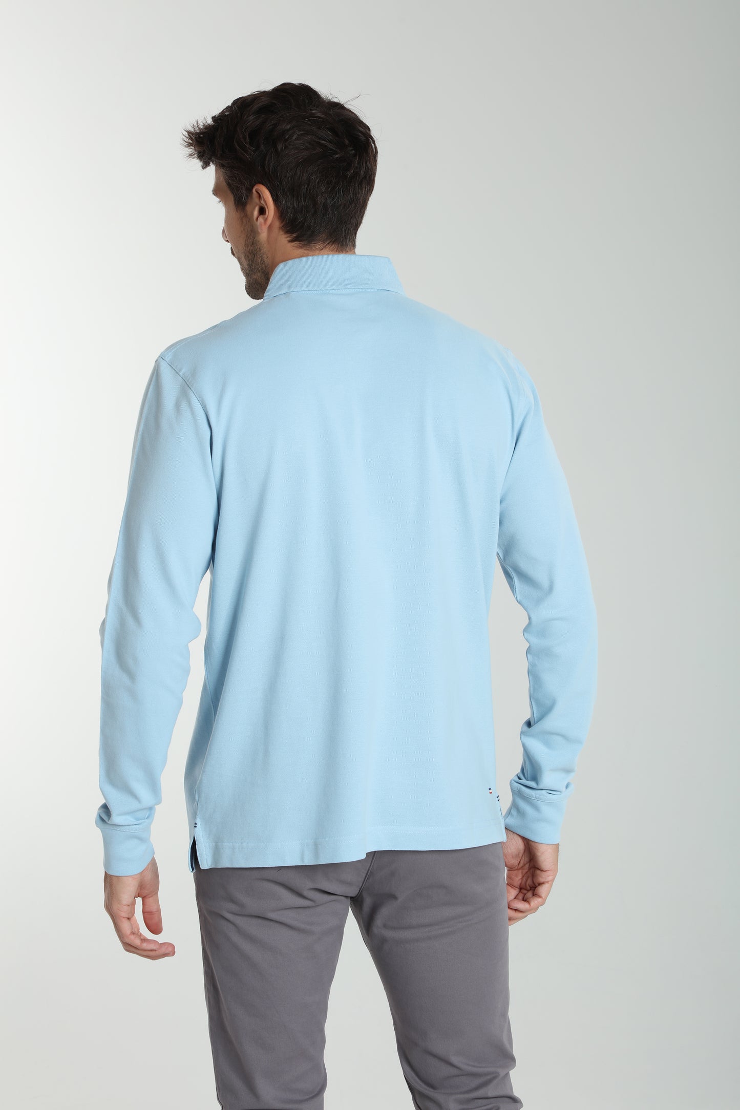 Polo manches longues PERY bleu ciel