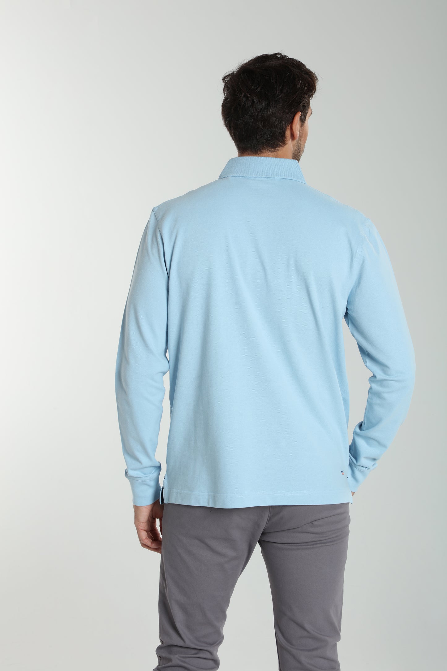 Polo manches longues PERY bleu ciel