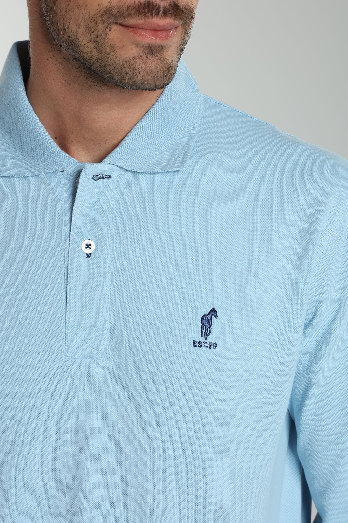 Polo manches longues PERY bleu ciel