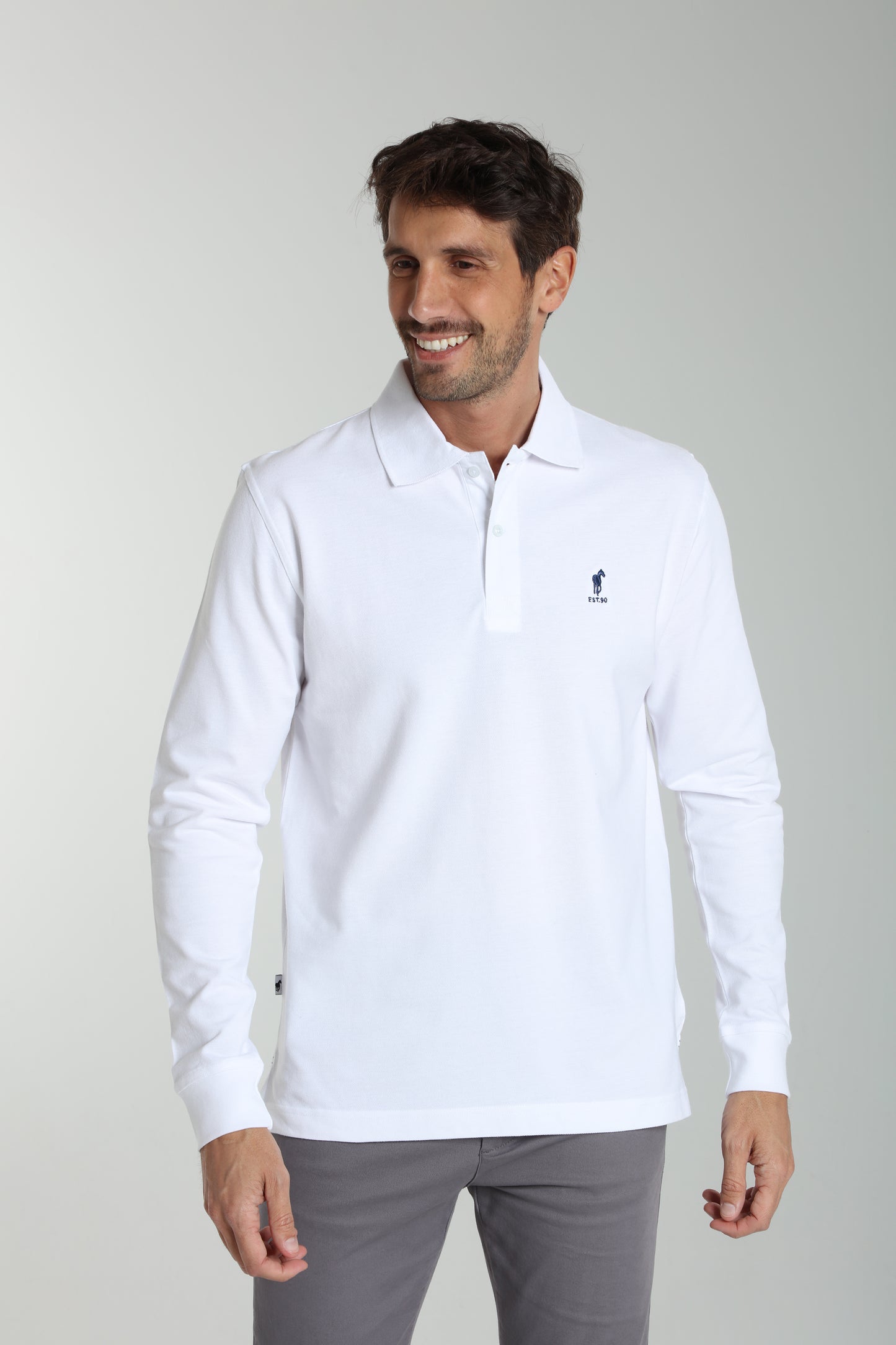 Polo manches longues PERY blanc