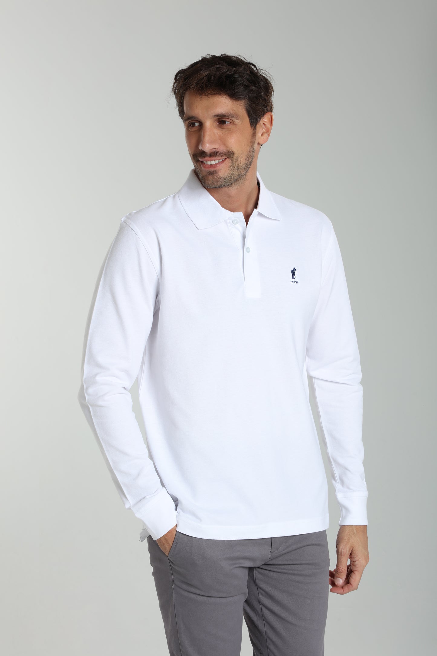 Polo manches longues PERY blanc