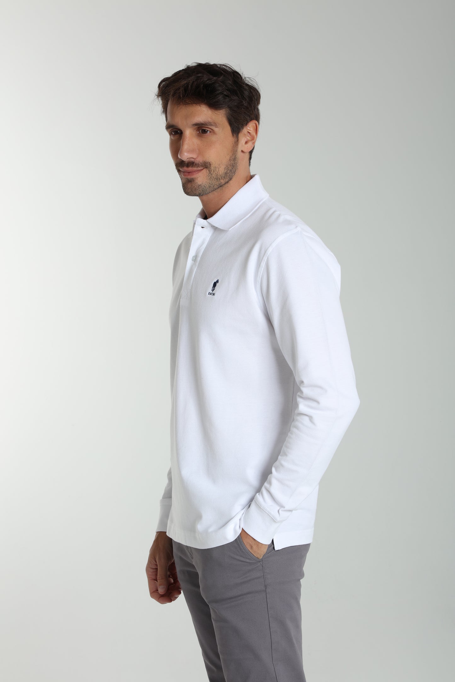 Polo manches longues PERY blanc