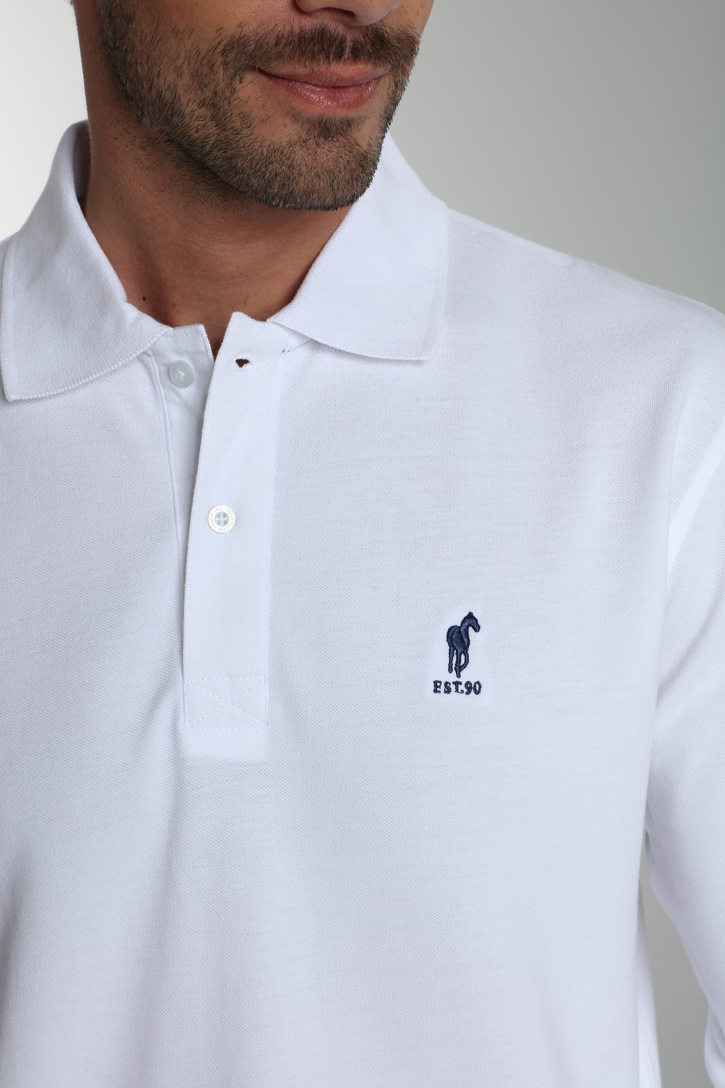 Polo manches longues PERY blanc