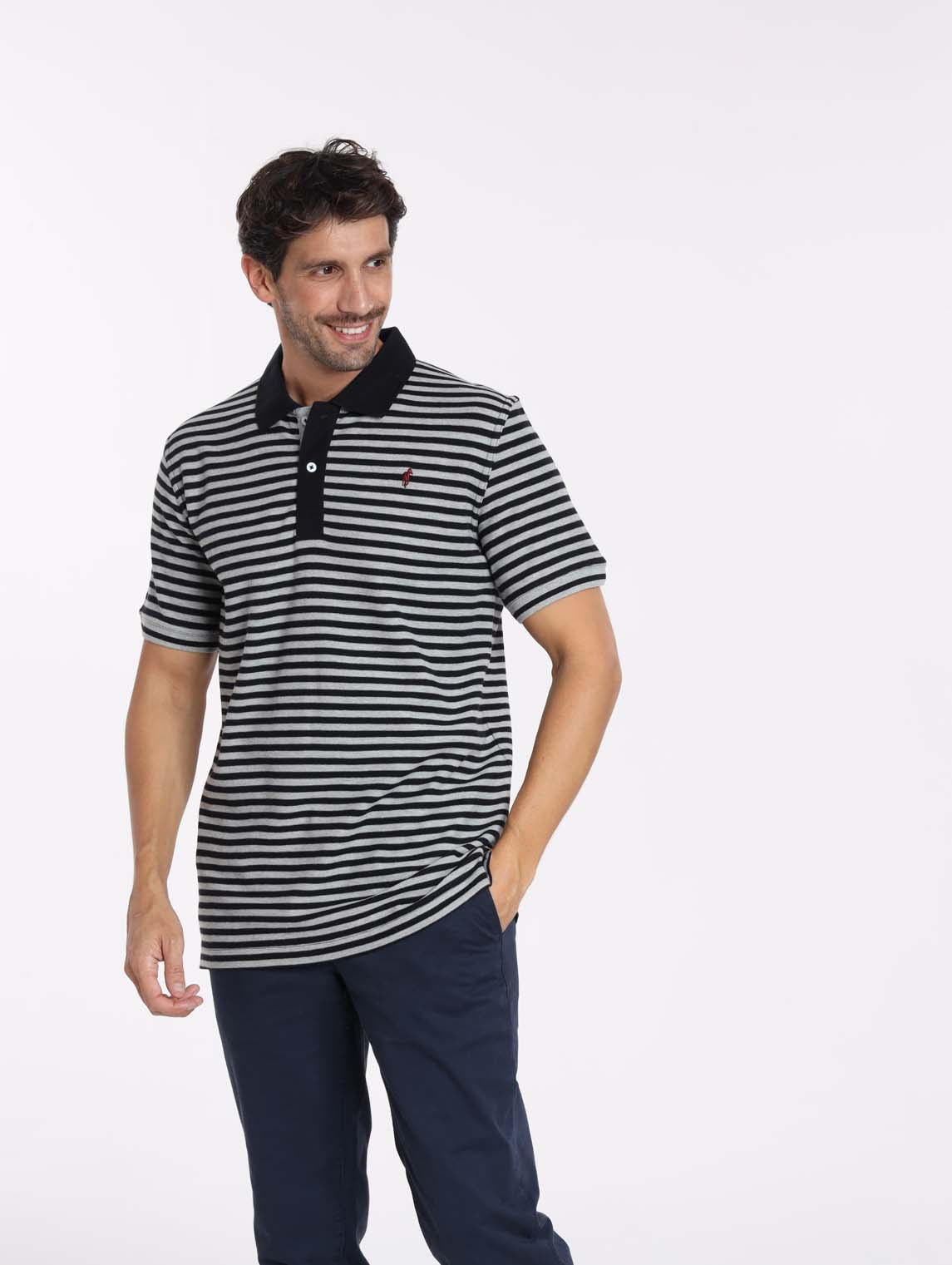 Polo OSAKA Marine/Gris Chine