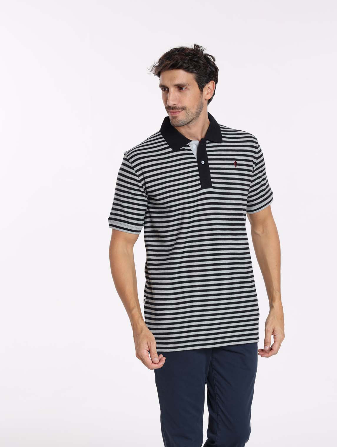 Polo OSAKA Marine/Gris Chine