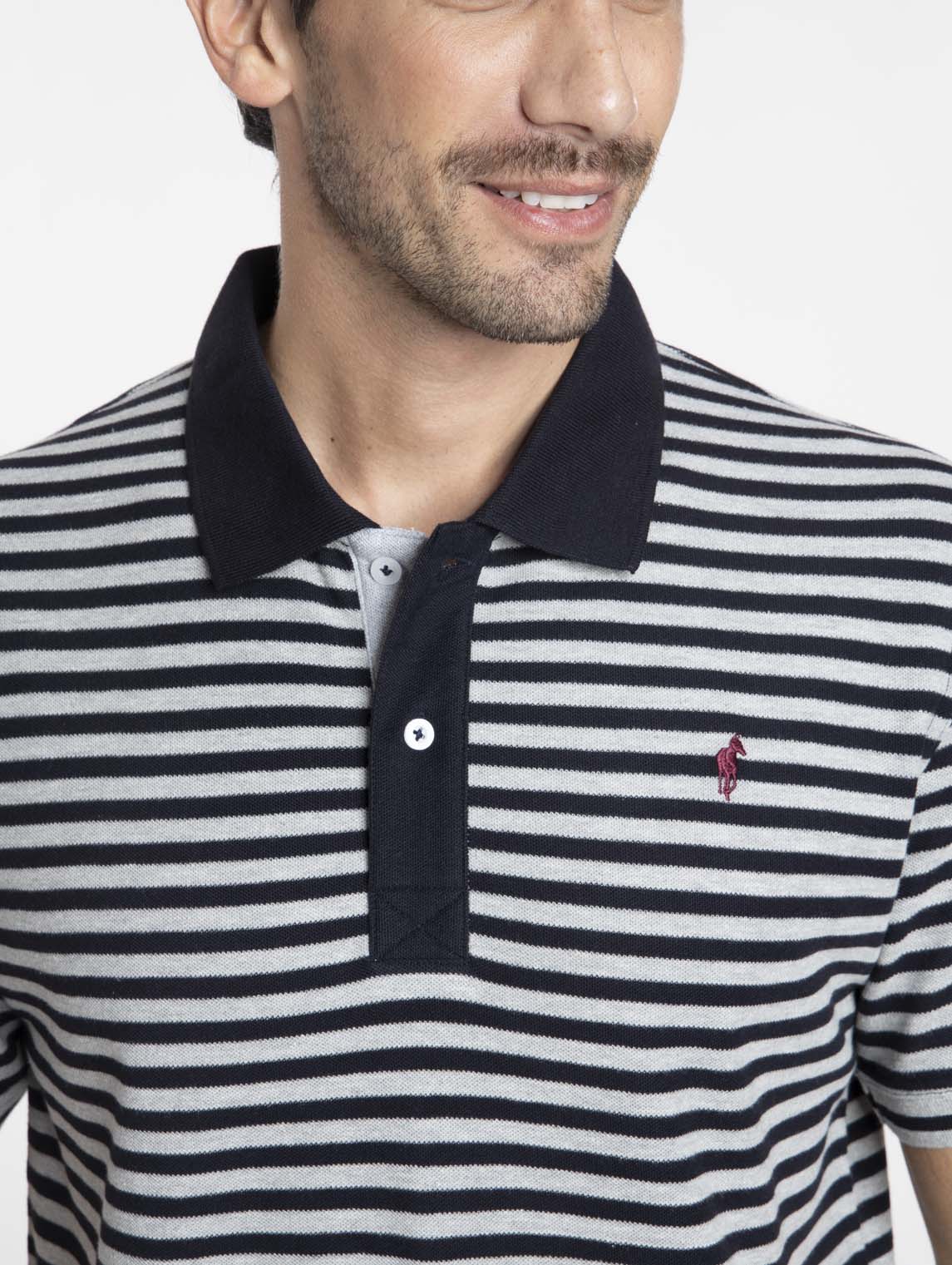 Polo OSAKA Marine/Gris Chine