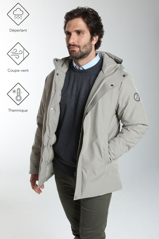 Parka à capuche amovible PRINCE taupe