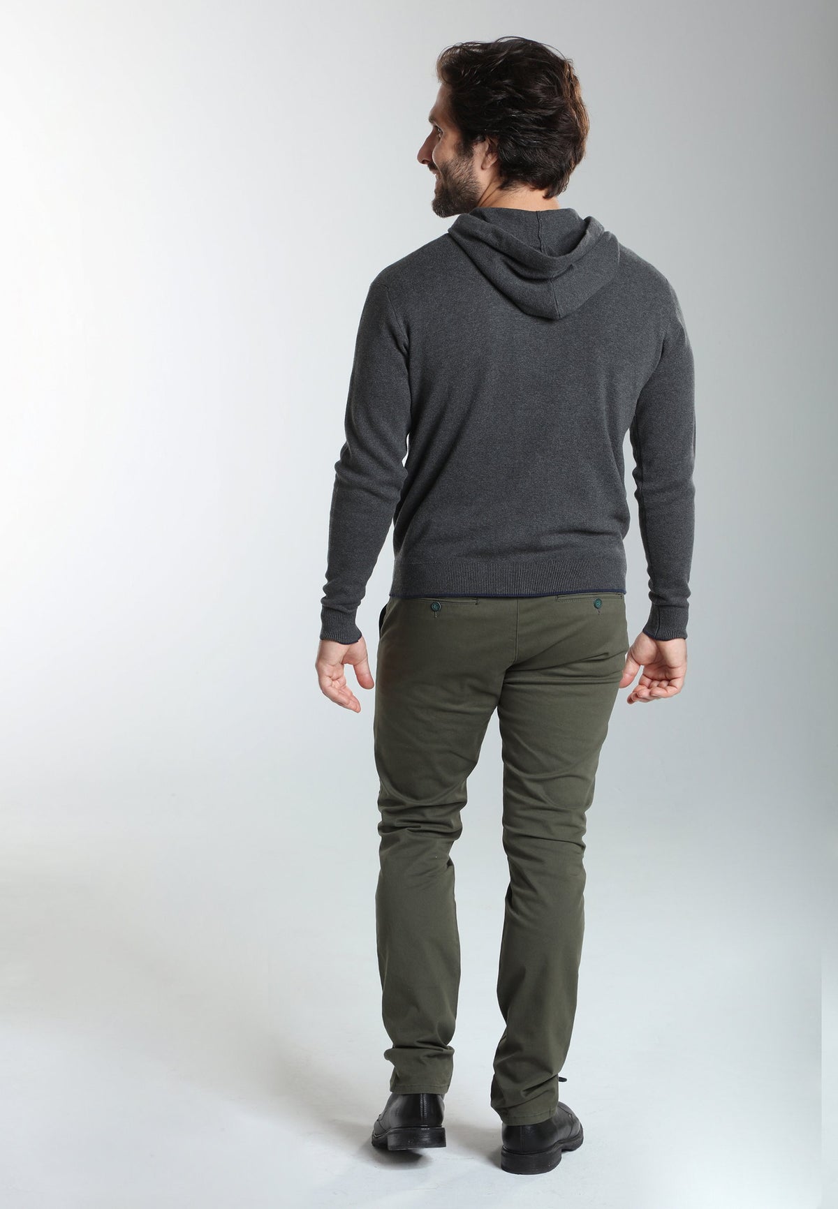 Gilet zippé à capuche Michel en coton Milano anthracite – Gentleman Farmer, vue 2