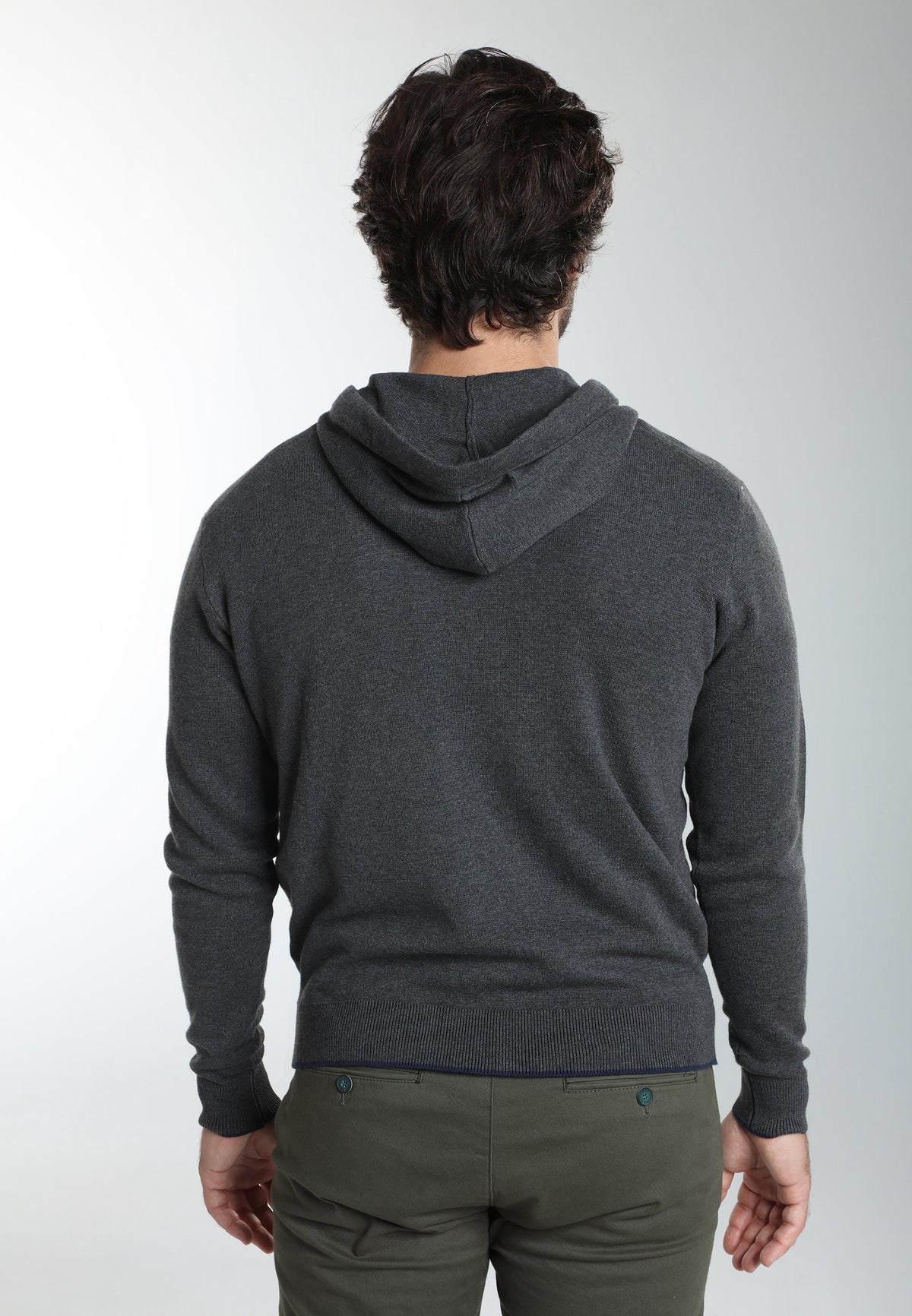 Gilet zippé à capuche Michel en coton Milano anthracite – Gentleman Farmer, vue 3