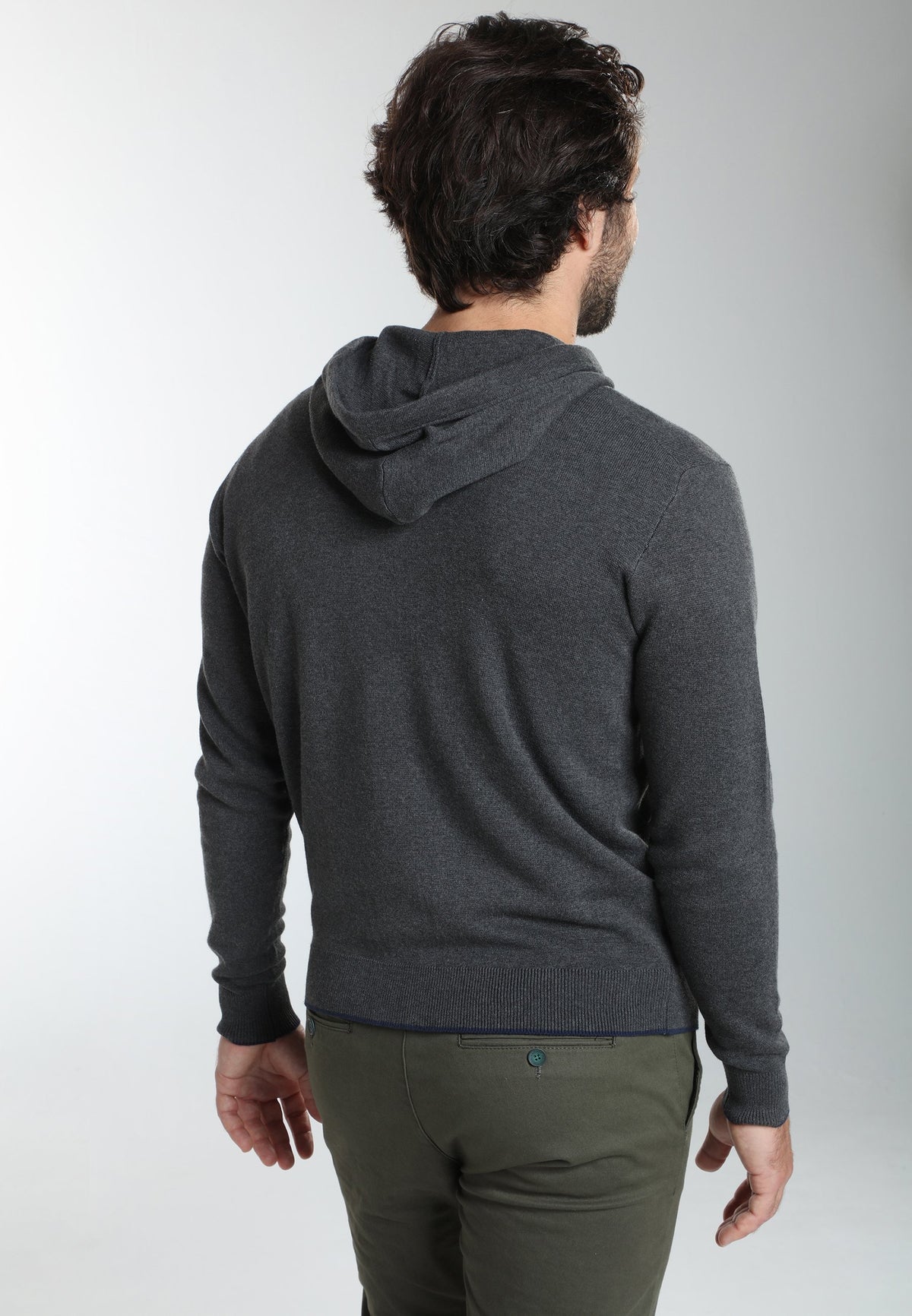 Gilet zippé à capuche Michel en coton Milano anthracite – Gentleman Farmer, vue 4