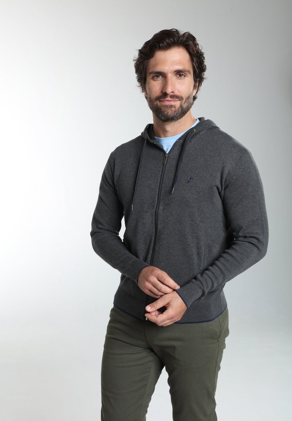 Gilet zippé à capuche Michel en coton Milano anthracite – Gentleman Farmer, vue 6