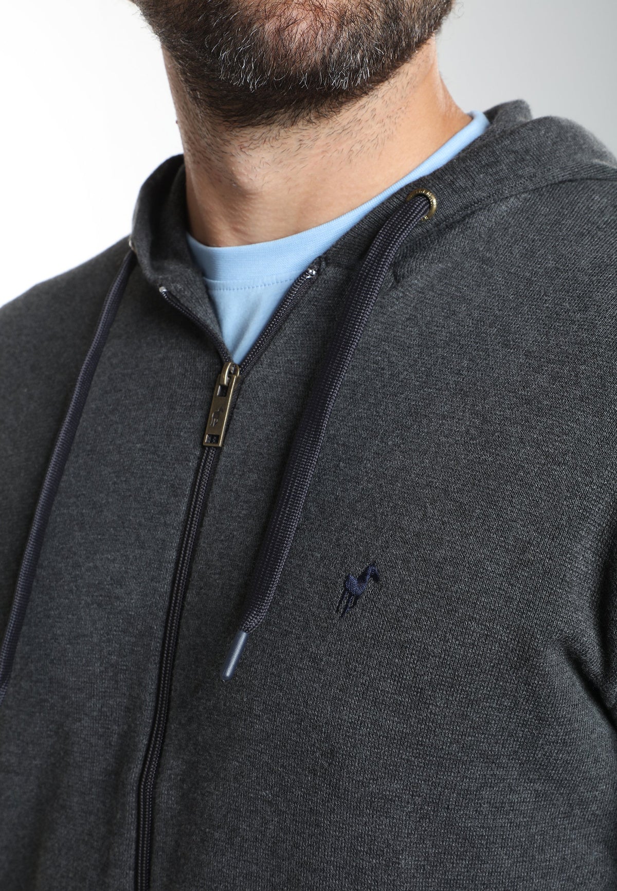 Gilet zippé à capuche Michel en coton Milano anthracite – Gentleman Farmer, vue 7