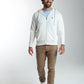 Gilet zippé à capuche Michel en coton Milano blanc – Gentleman Farmer, vue 1