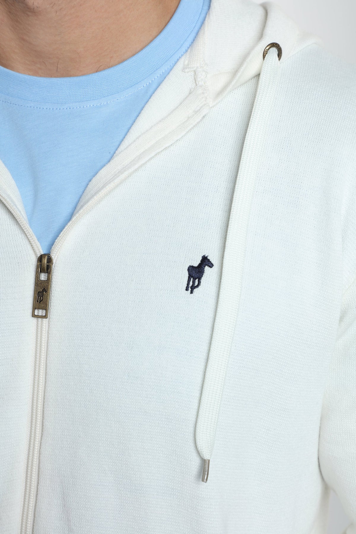 Gilet zippé à capuche Michel en coton Milano blanc – Gentleman Farmer, vue 7