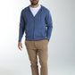 Gilet zippé à capuche Michel en coton Milano bleu – Gentleman Farmer, vue 1