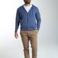 Gilet zippé à capuche Michel en coton Milano bleu – Gentleman Farmer, vue 2