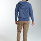 Gilet zippé à capuche Michel en coton Milano bleu – Gentleman Farmer, vue 3