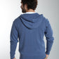 Gilet zippé à capuche Michel en coton Milano bleu – Gentleman Farmer, vue 4