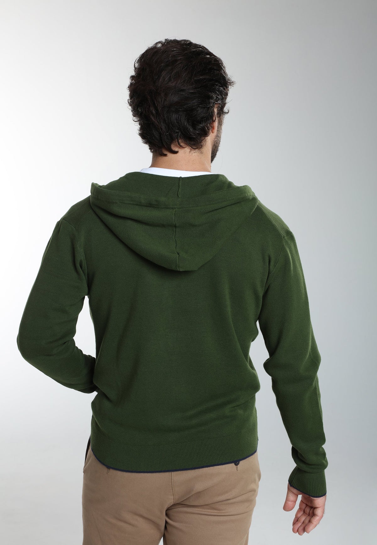 Gilet zippé à capuche Michel en coton Milano kaki – Gentleman Farmer, vue 4
