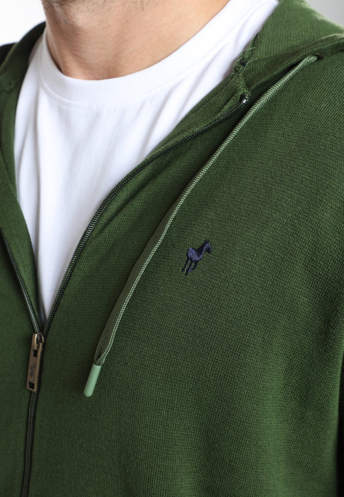 Gilet zippé à capuche Michel en coton Milano kaki – Gentleman Farmer, vue 7