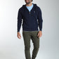 Gilet zippé à capuche Michel en coton Milano marine – Gentleman Farmer, vue 1