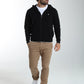Gilet zippé à capuche Michel en coton Milano noir – Gentleman Farmer, vue 1