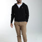 Gilet zippé à capuche Michel en coton Milano noir – Gentleman Farmer, vue 2