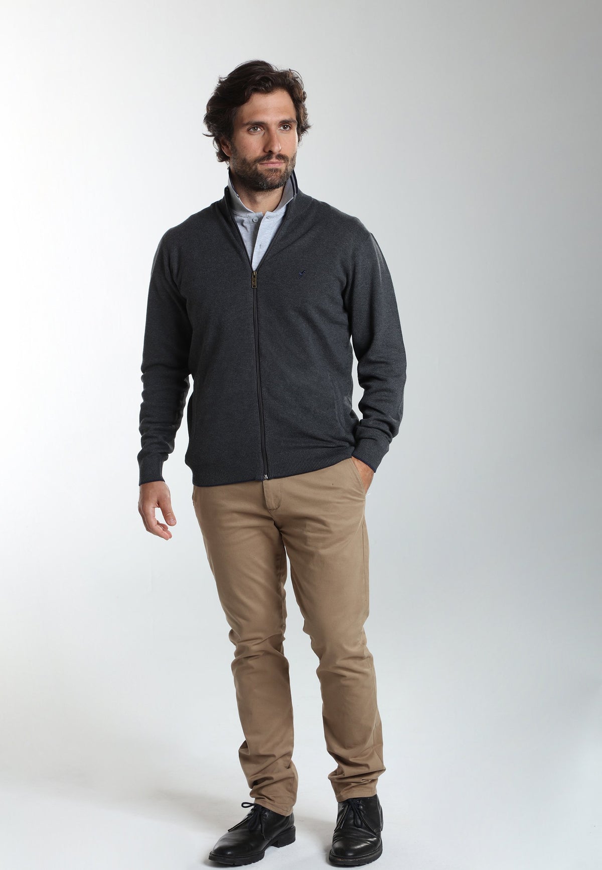 Gilet zippé col camionneur Morgan en coton Milano anthracite – Gentleman Farmer, vue 2