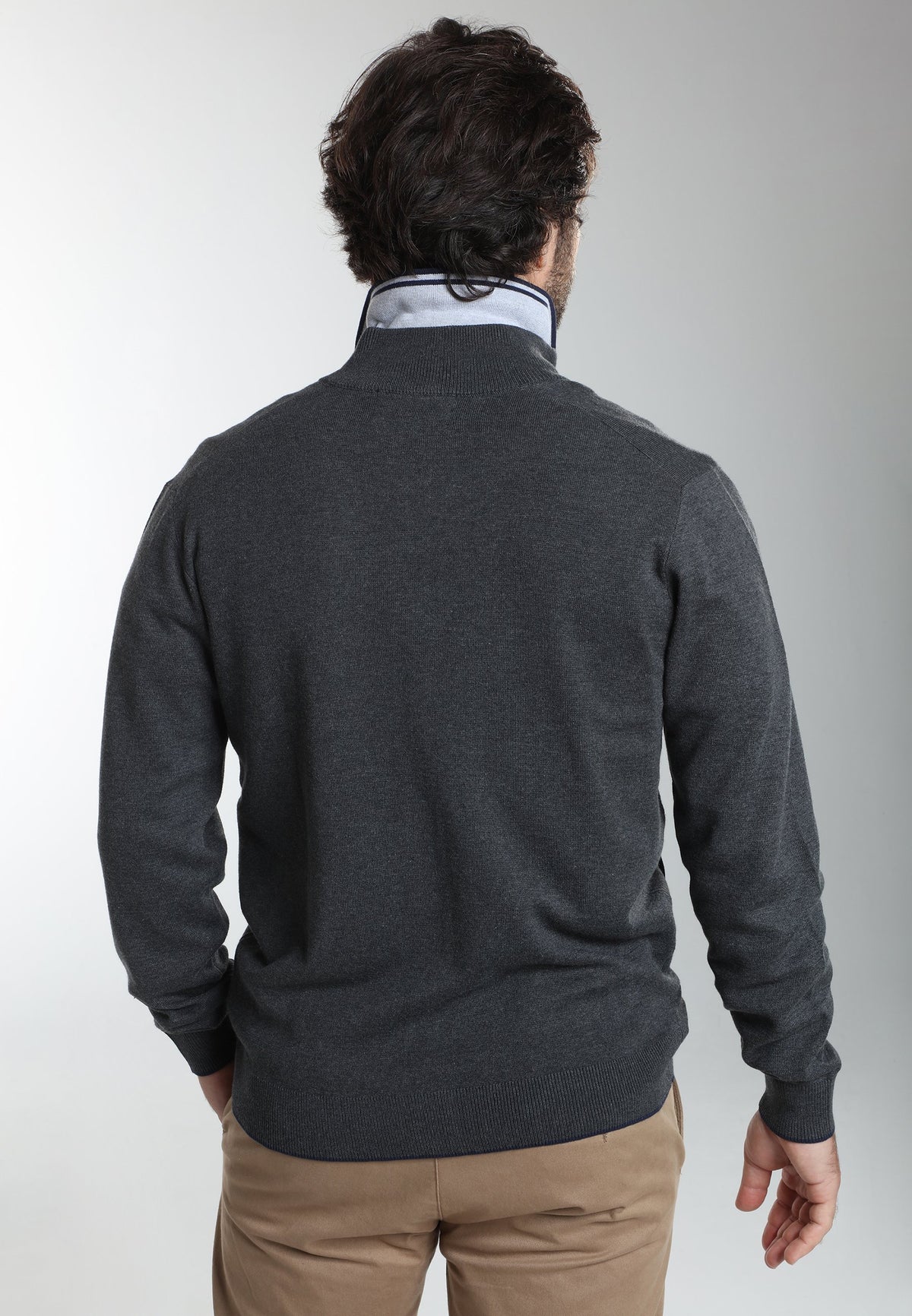 Gilet zippé col camionneur Morgan en coton Milano anthracite – Gentleman Farmer, vue 4