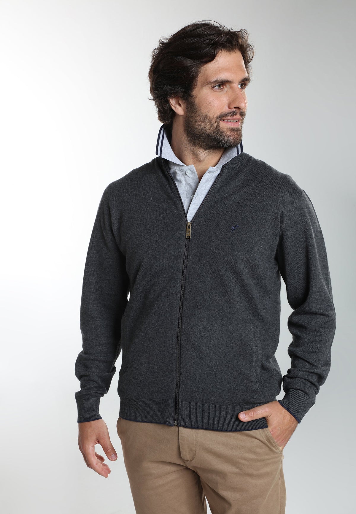 Gilet zippé col camionneur Morgan en coton Milano anthracite – Gentleman Farmer, vue 5