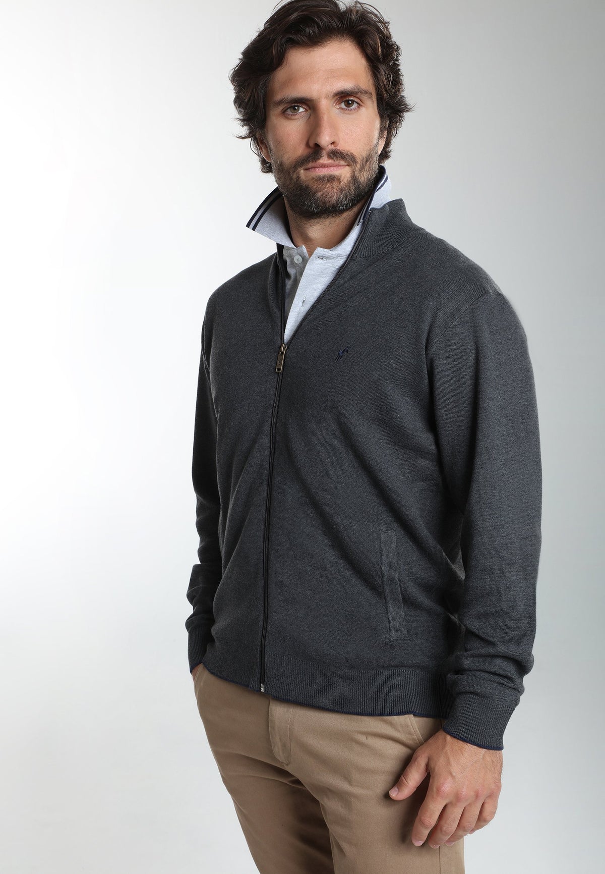 Gilet zippé col camionneur Morgan en coton Milano anthracite – Gentleman Farmer, vue 6