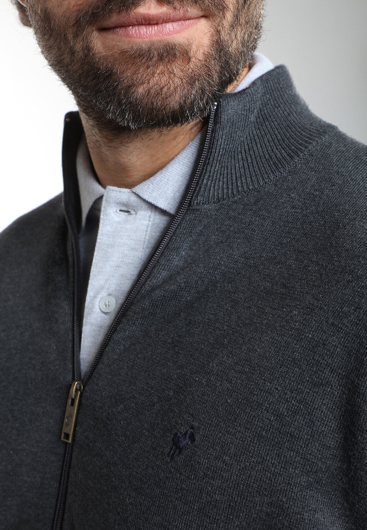 Gilet zippé col camionneur Morgan en coton Milano anthracite – Gentleman Farmer, vue 7