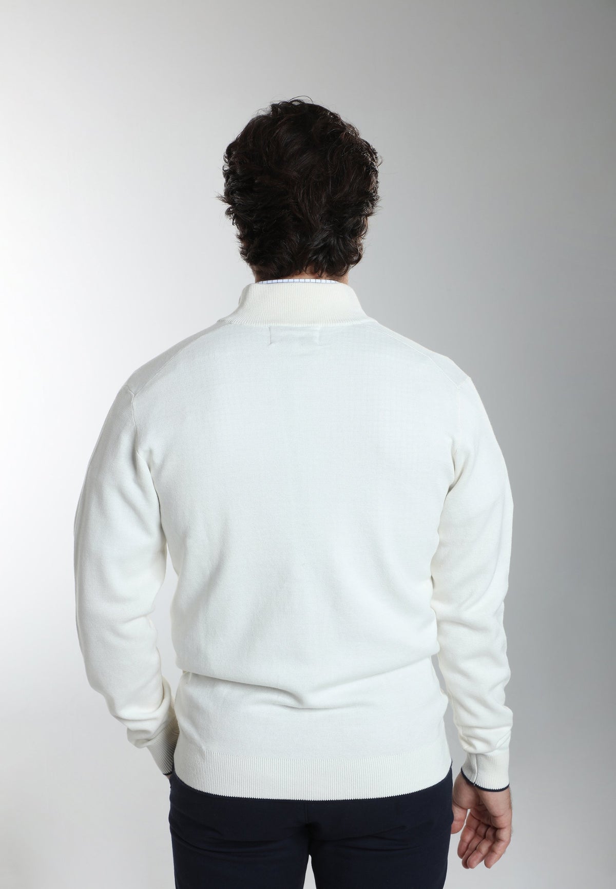 Gilet zippé col camionneur Morgan en coton Milano blanc – Gentleman Farmer, vue 4
