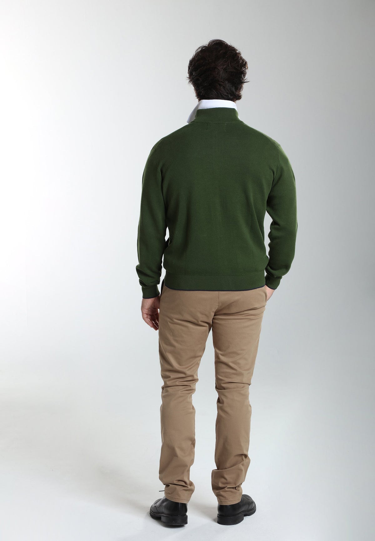 Gilet zippé col camionneur Morgan en coton Milano kaki – Gentleman Farmer, vue 3