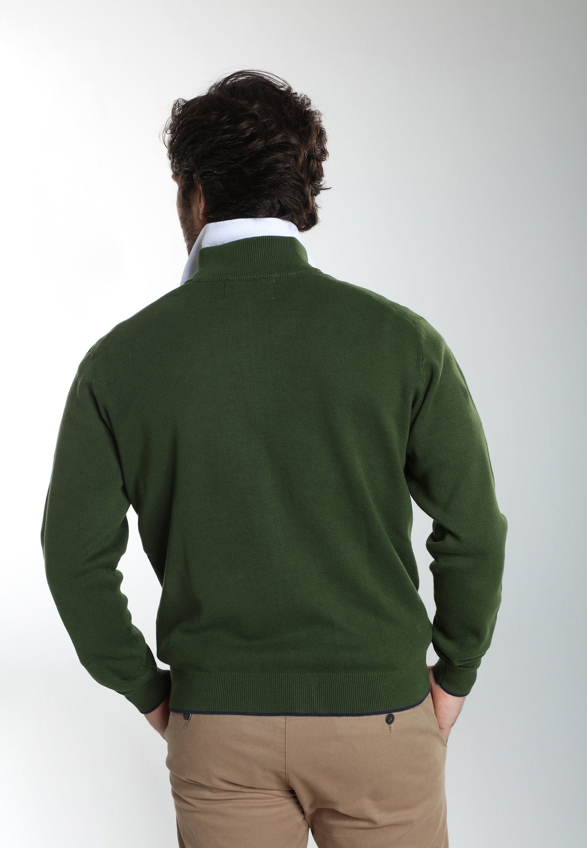 Gilet zippé col camionneur Morgan en coton Milano kaki – Gentleman Farmer, vue 4