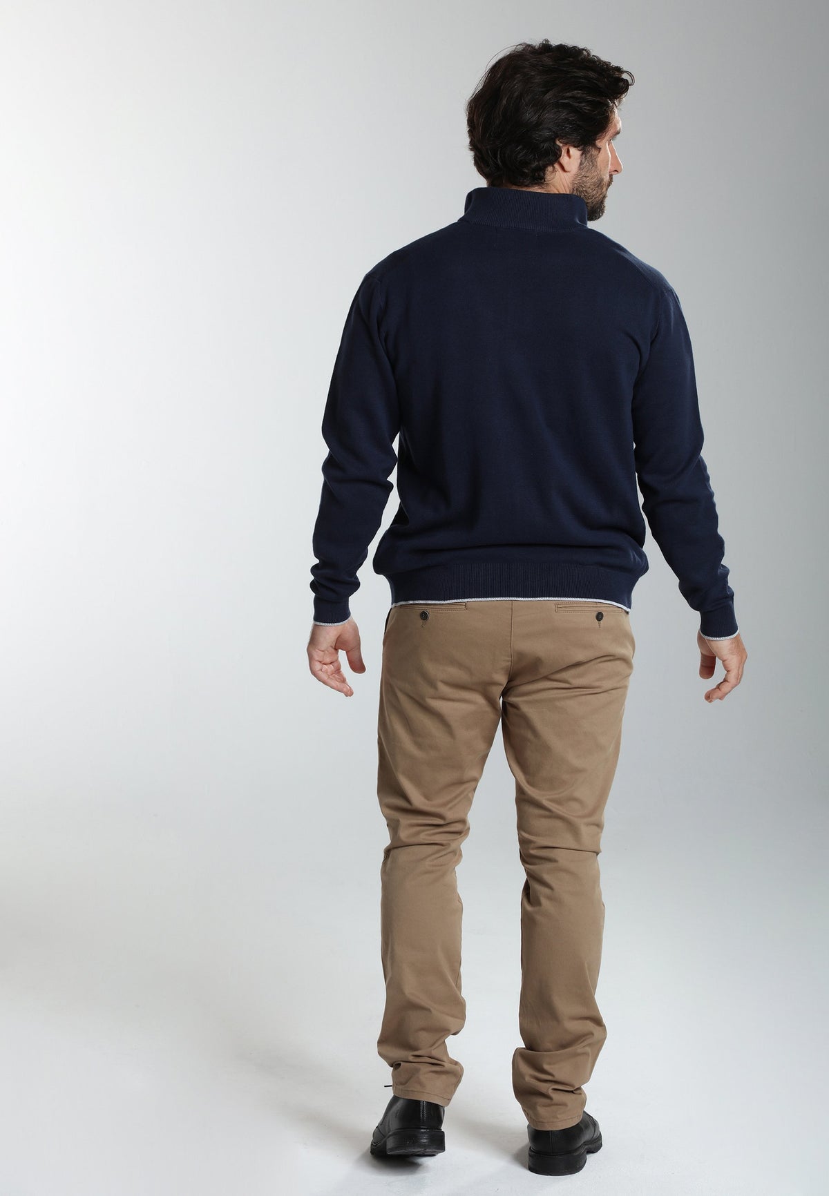 Gilet zippé col camionneur Morgan en coton Milano marine – Gentleman Farmer, vue 3