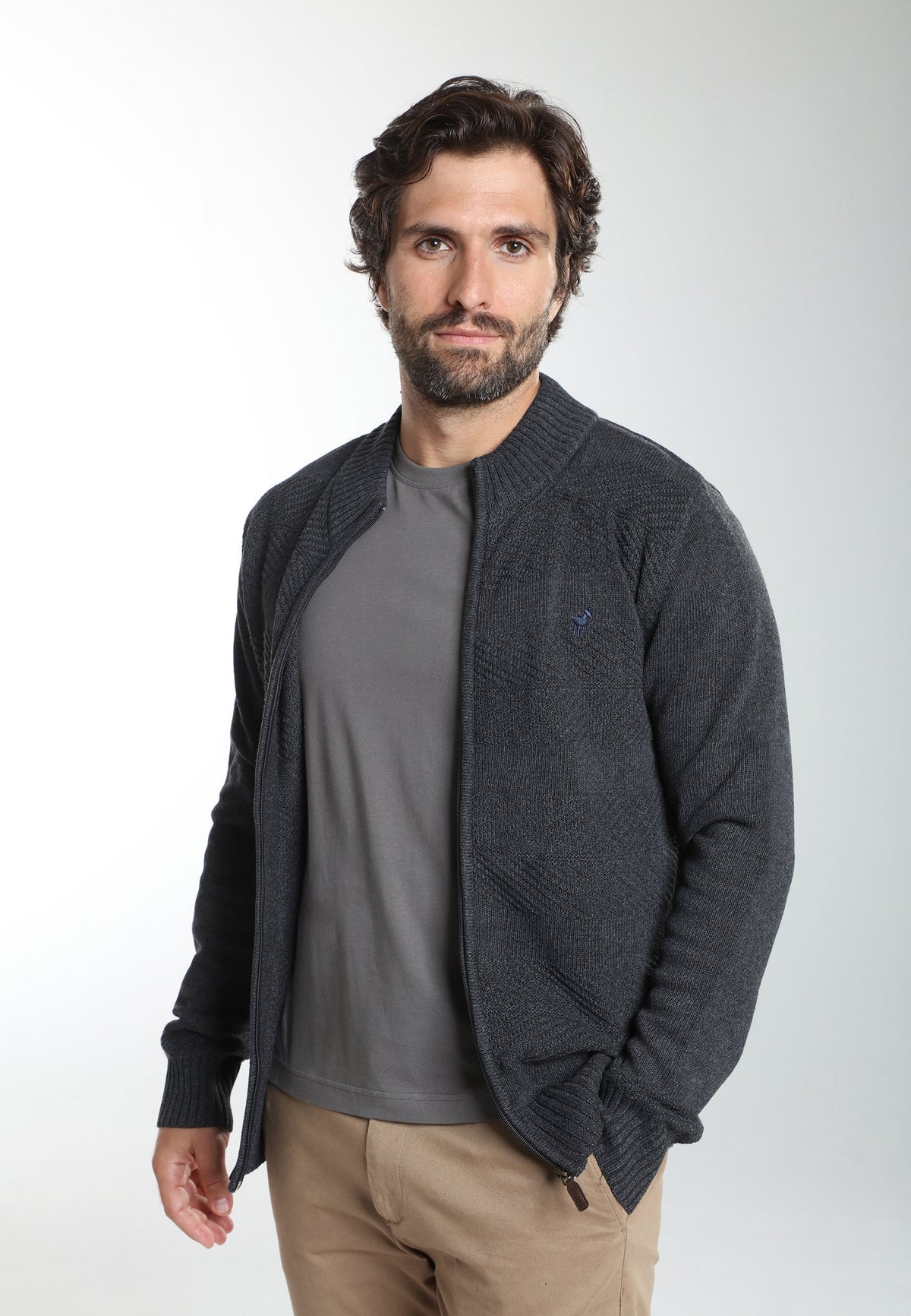 Gilet zippé Lyan en coton jacquard anthracite – Gentleman Farmer, vue 2