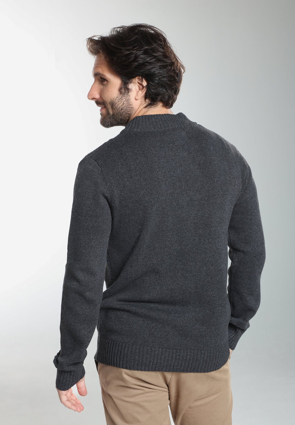 Gilet zippé Lyan en coton jacquard anthracite – Gentleman Farmer, vue 5