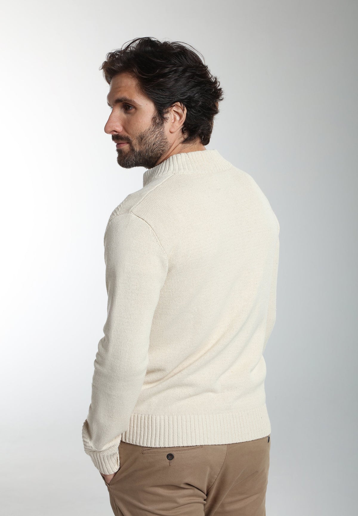 Gilet zippé Lyan en coton jacquard écru – Gentleman Farmer, vue 4
