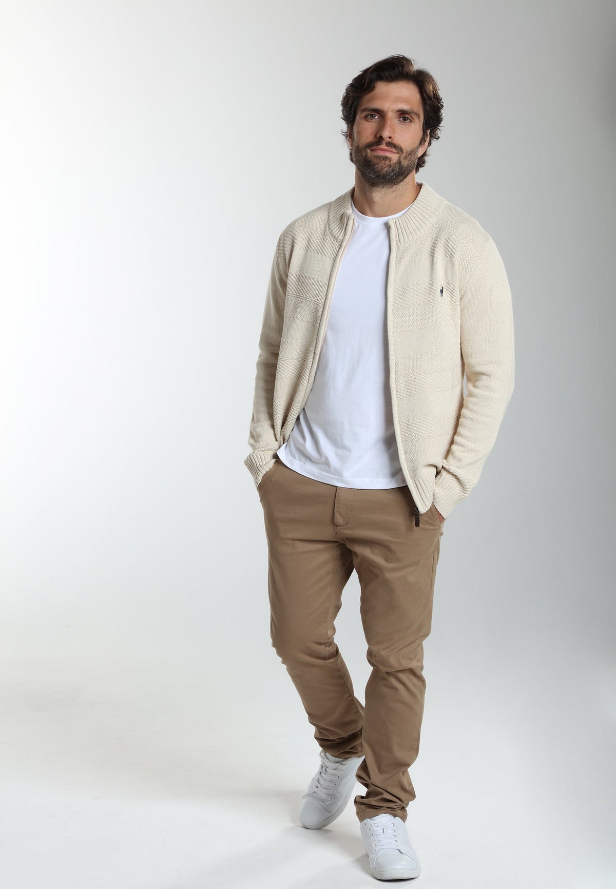 Gilet zippé Lyan en coton jacquard écru – Gentleman Farmer, vue 6