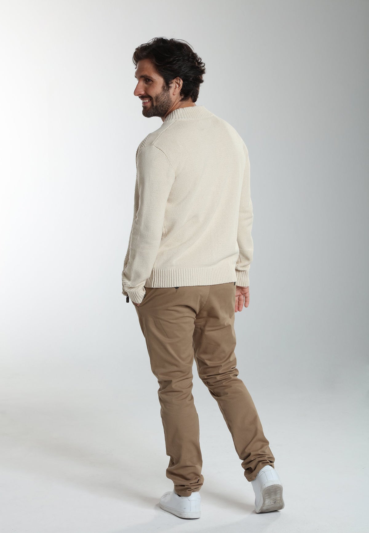 Gilet zippé Lyan en coton jacquard écru – Gentleman Farmer, vue 7