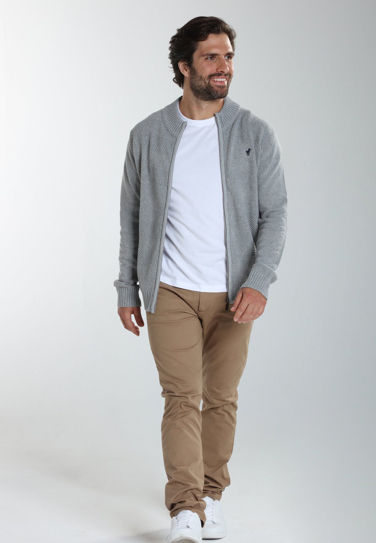 Gilet zippé Lyan en coton jacquard gris – Gentleman Farmer, vue 1