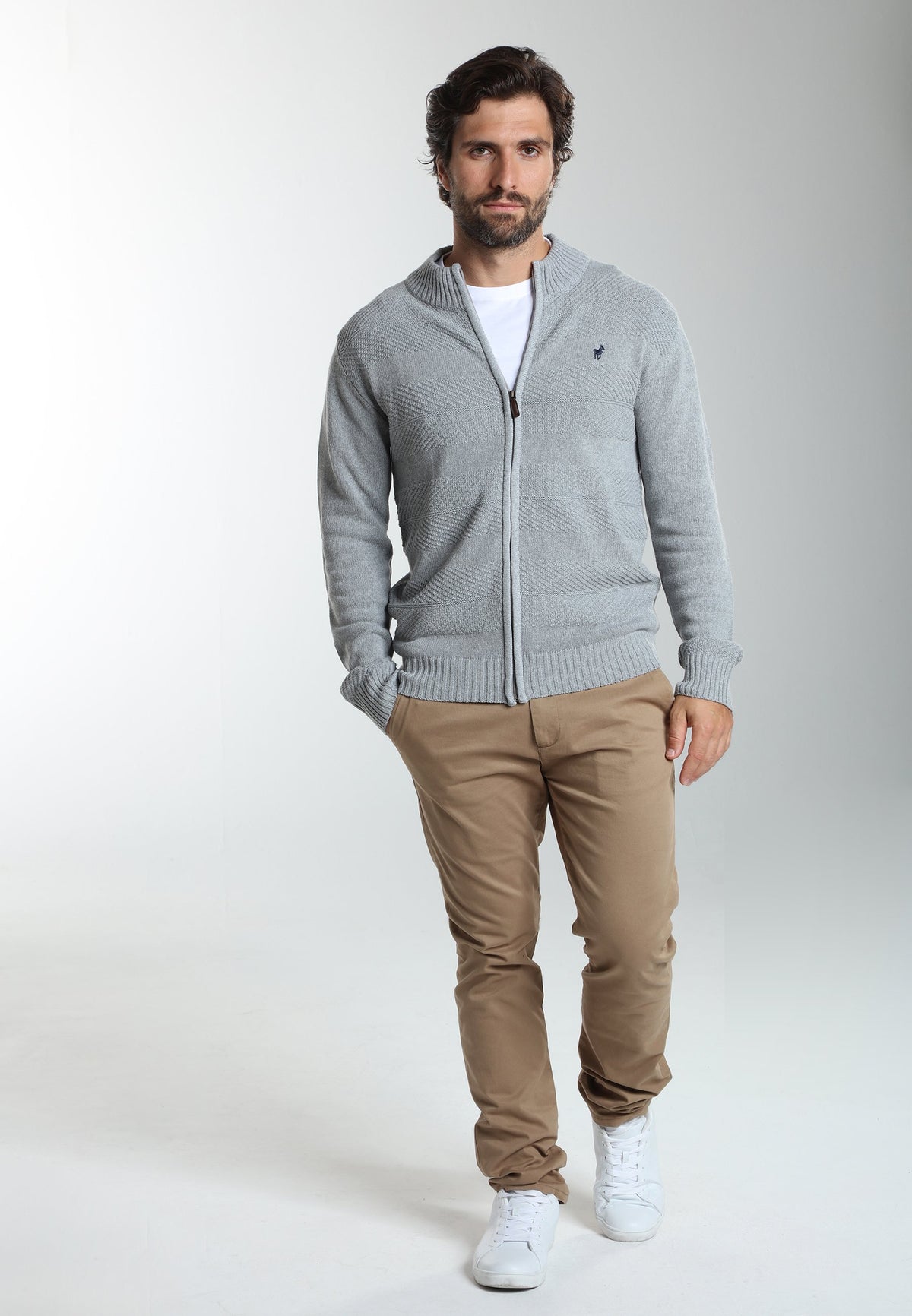 Gilet zippé Lyan en coton jacquard gris – Gentleman Farmer, vue 2